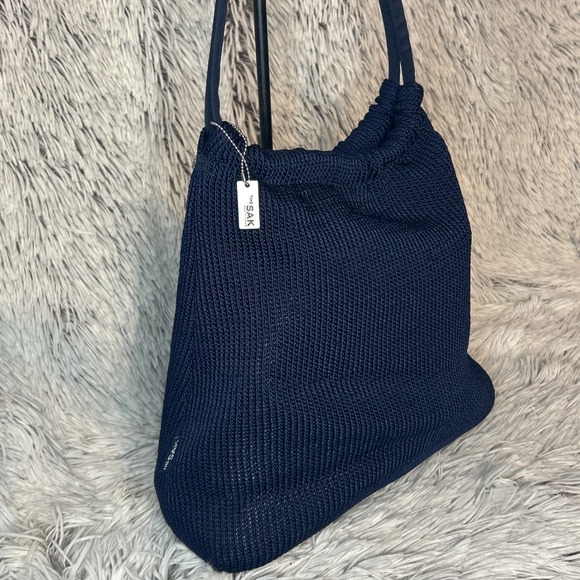 THE SAK Elliott Lucca Navy Crochet Bag Double Handle Lightweight Packable Lined - Picture 2 of 12